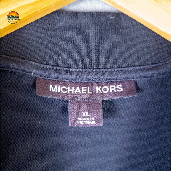 Michael Kors Polo Shirt Black Short Sleeve Collared Cotton Preppy Men's Size XL - Picture 5 of 9